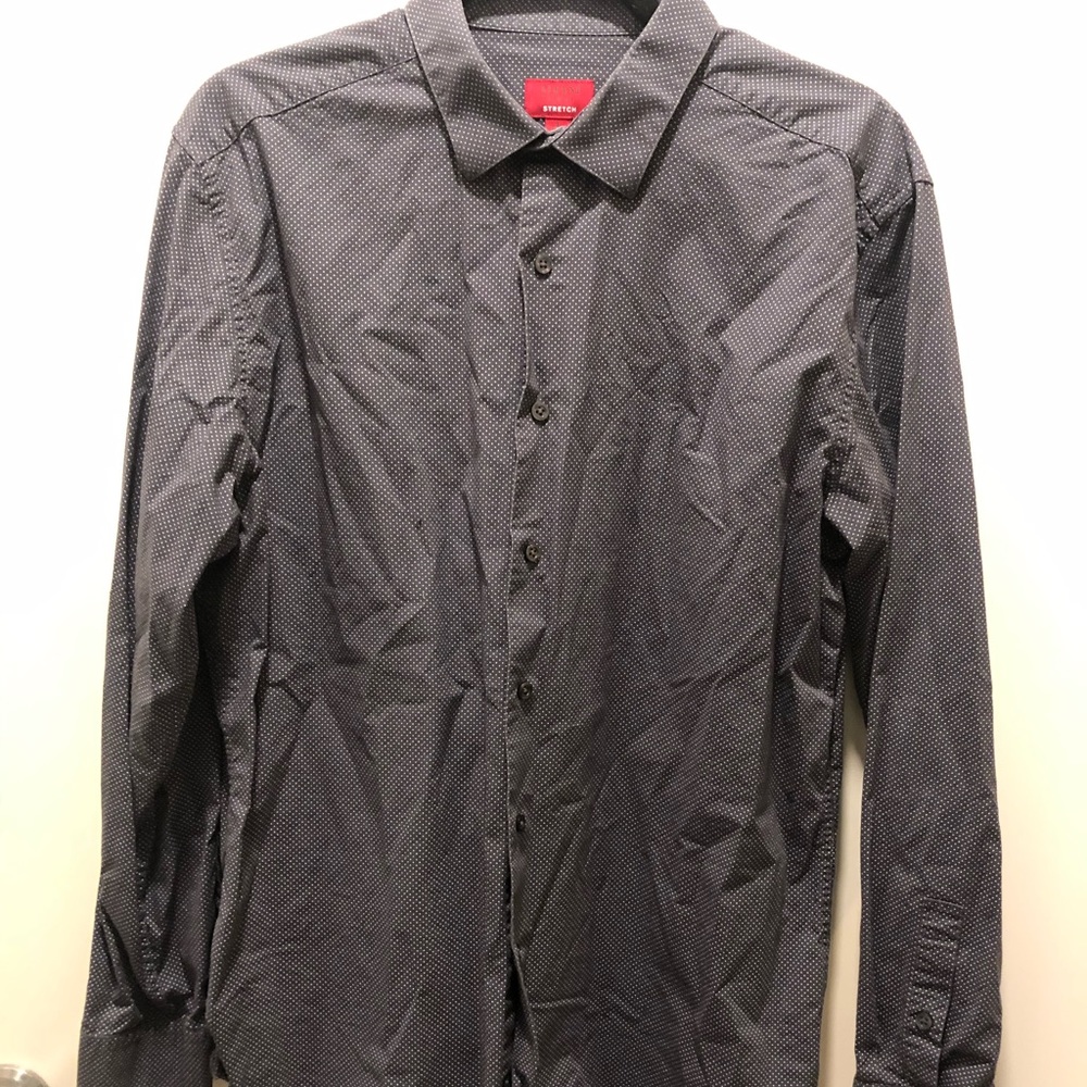 Men’s Grey and White Dot Dress Shirt